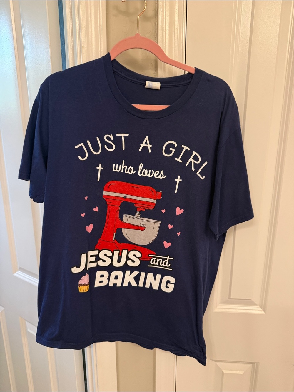 Just a Girl Who Loves Jesus and Baking Graphic Tee - Navy